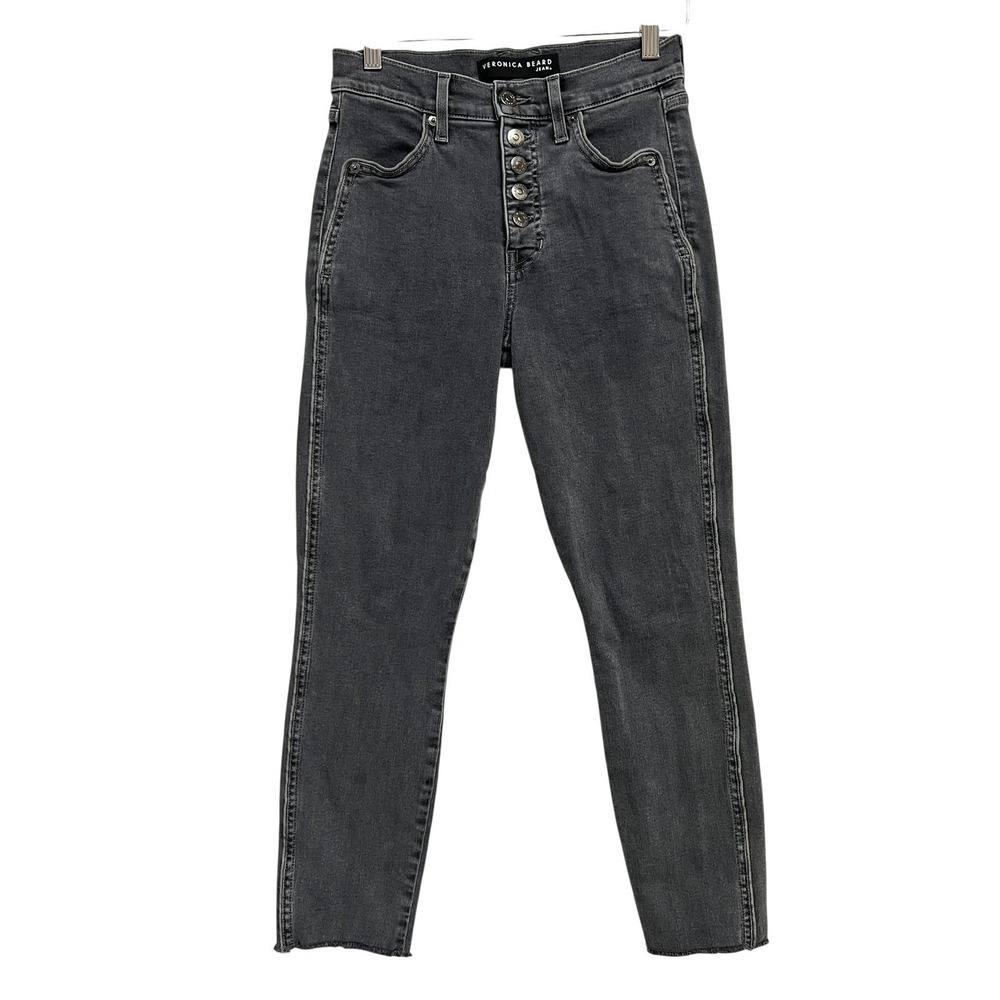Veronica Beard Debbie Skinny Jeans Womens 26/2 Grey Black High Rise‎ Button Fly